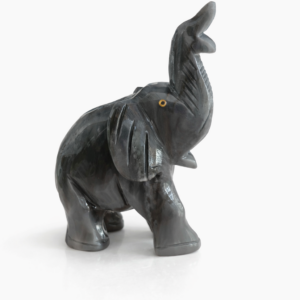 Escultura Elefante da Prosperidade em Pedra Cinza Grafite Mesclada